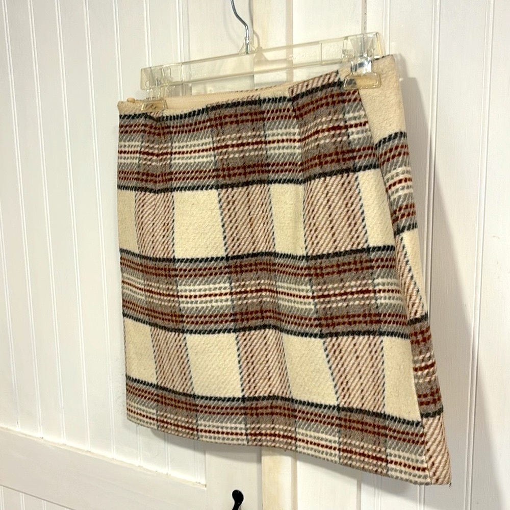 H&M Plaid Mini Skirt - Cream and Brown